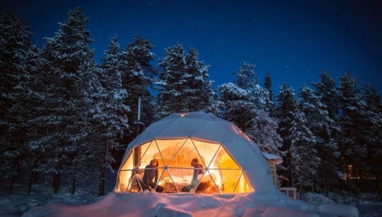 Geodesic Aurora Domes Offer Enchanting Views of Northern Lights
