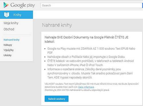 Nahrajte si vlastní knihy do Google play 